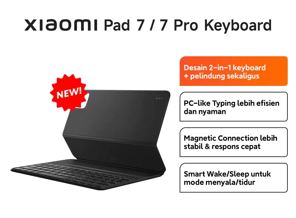 Xiaomi Pad 7/7 Pro Keyboard | Desain 2-in-1 | Magnetic Connection lebih Stabil & Responsif | Kompatibel dengan Xiaomi Pad 7
