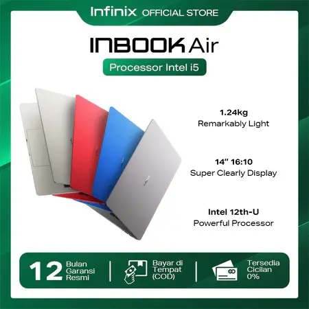Infinix INBook Air XL442 14 - Intel Core i5-1235U - 14 inch LCD - RAM 16GB LPDDR4X - ROM 512GB - Dual Speaker DTS Audio