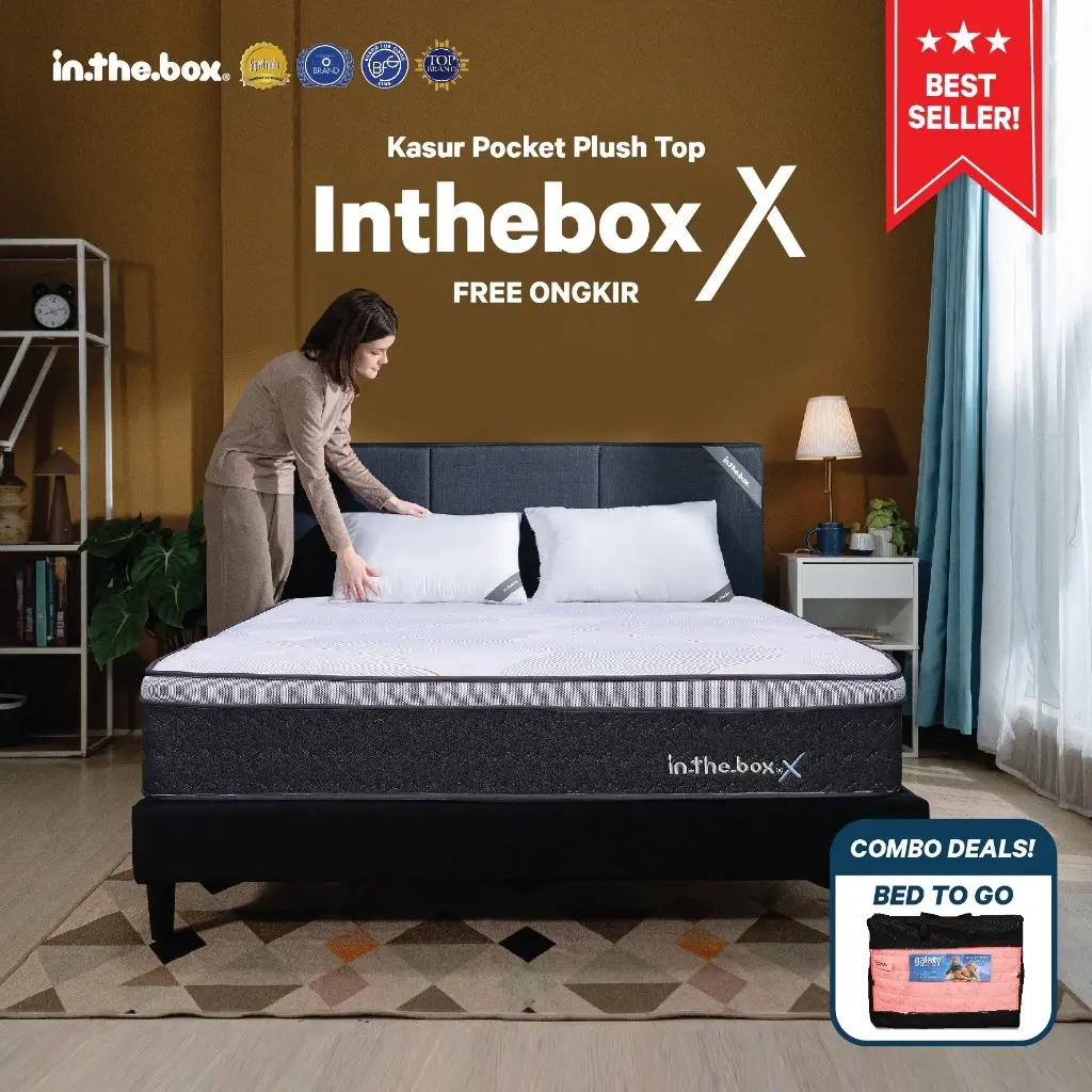 INTHEBOX X (Plush Top) Kasur Spring Bed | GRATIS Kasur Bed To Go + Bantal | 180x200