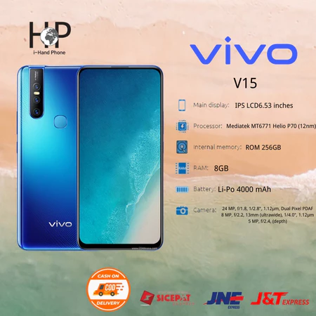 VIVO V15 HP Murah RAM 8GB/256GB, Layar 6.53 Inci Triple Kamera Baterai 4000mAh Handphone Cuci Gudang