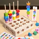 Puzzle Shape Matching Set Mainan Edukasi Anak Chunky Wooden Puzzle Toy