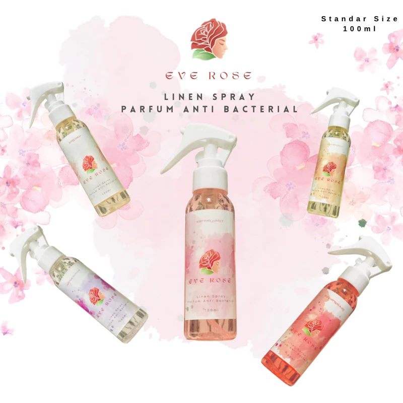 EVE ROSE - Parfum Anti Bakteri - Pengharum Pakaian, Hijab, Kasur, Helm, Sepatu - Linen Spray 100ml