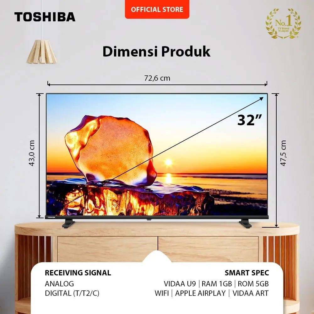 Toshiba TV 32" HD Smart TV - WIFI Netflix Disney+ Youtube Dolby Audio Screen Sharing HDMI Digital 