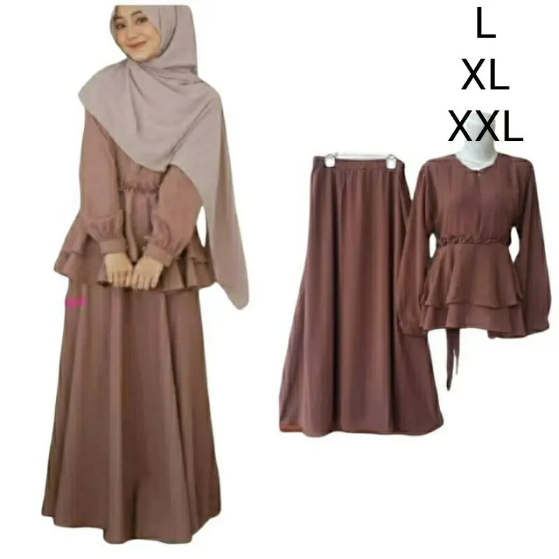 Ufaira Olshop Setelan Polos Jumbo Crincle Airflow Terbaru size XXL, XL, L/Set rok+baju setelan wanita