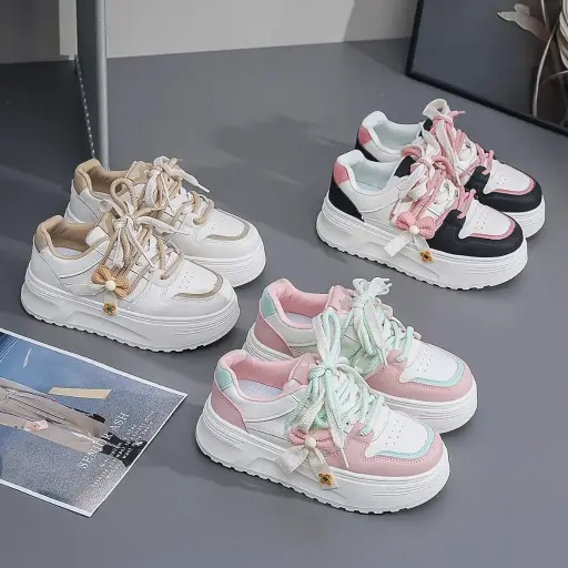 LURAD Sepatu Wanita Unik Sol Tebal Q551 Tinggi Colorfull Warna Soft Sneakers Cewek Hangout OOTD