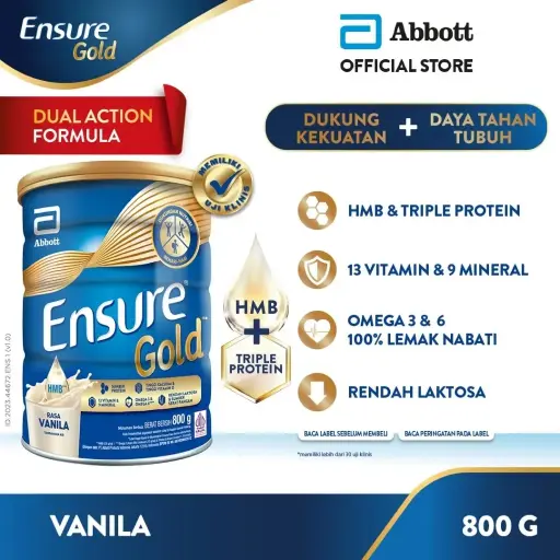 Ensure Gold HMB Vanila 800 g - Nutrisi Dewasa Rendah Laktosa