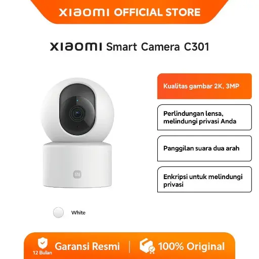 Xiaomi Smart Camera C301| CCTV Indoor | 2K Ultra-clear HD | 3MP | AI Pendeteksi Manusia | Rotasi 360° dan Vertikal 107° | Fitur Call 2 Arah [