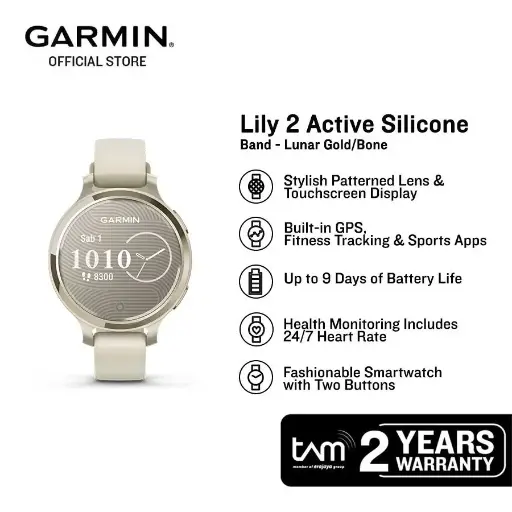 Garmin Lily 2 Active Silicone Band - Lunar Gold/Bone