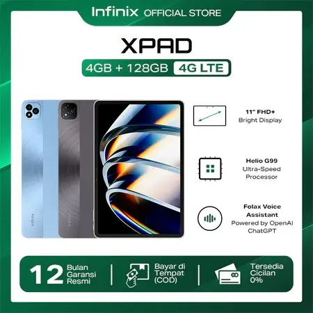 Infinix XPad 4/128GB 4G LTE - Mediatek Helio G99 - 11" 90Hz FHD+ - 7000 mAh - Folax Voice Assistant