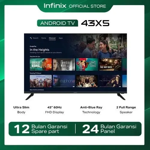 Infinix Smart TV 43X5 - 43" FHD Display - Android TV - Digital Dolby Audio - Ultra Slim Body - Anti Blue Ray Technology