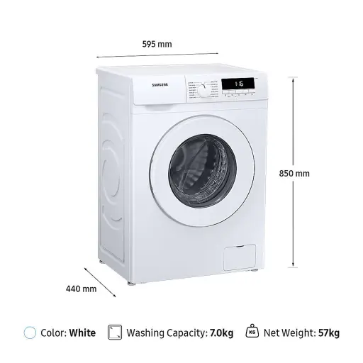 Samsung Mesin Cuci Front Loading 7 Kg Quick Wash 18"" - WW70T3020WW/SE