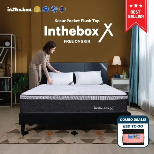 INTHEBOX X (Plush Top) Kasur Spring Bed | GRATIS Kasur Bed To Go + Bantal | 180x200