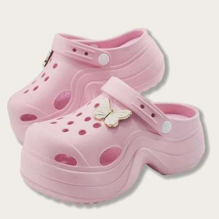 Sepatu Lubang Bunga Kecil Dopamin Pakaian Luar Ruangan Musim Panas Wanita Sol Tebal Perasaan Tinggi Sandal DIY Eva Non-Slip