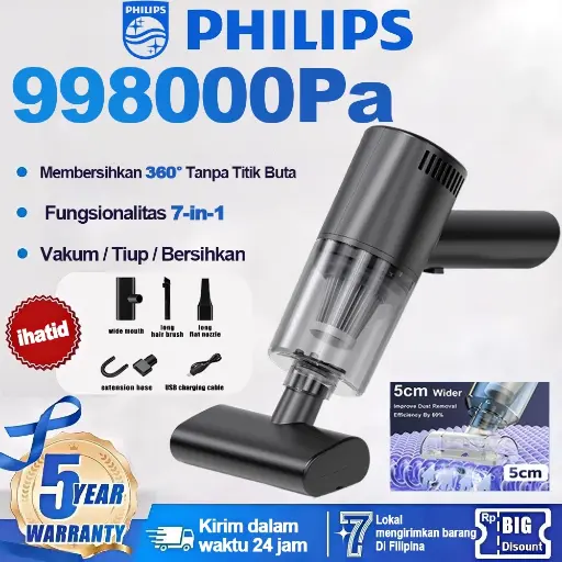 PHILIPS 99800PA Vacuum Cleaner Portable MiniHousehold Cleaner WirelessRechargeable Strong Suction