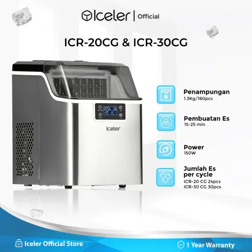 Iceler Mesin Es Cube Pembuat Es Batu 25kg per 24 jam