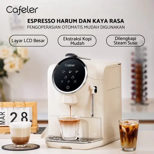 Cafeler Mesin Kopi Kapsul 2 Thermoblock + Milk Frother Steam Wand/ Touch Screen Capsule Coffee Maker