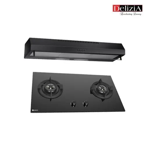 Delizia Official Shop - Promo Paket Kompor Gas Delizia 2 Tungku BGH82.A1BG + Hood VSH92A1BK