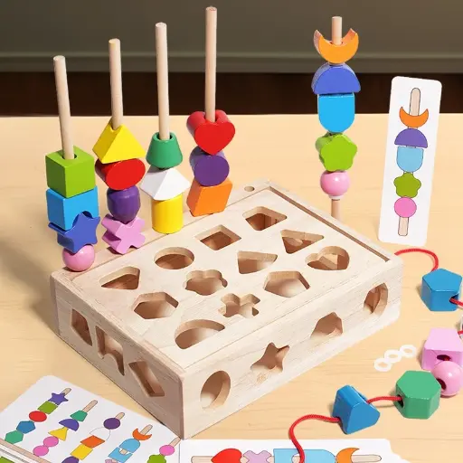 Puzzle Shape Matching Set Mainan Edukasi Anak Chunky Wooden Puzzle Toy