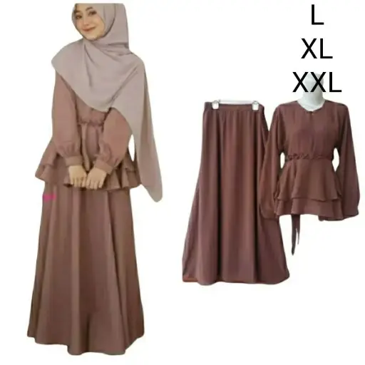Ufaira Olshop Setelan Polos Jumbo Crincle Airflow Terbaru size XXL, XL, L/Set rok+baju setelan wanita