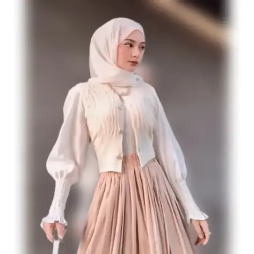 Vintage Knit Blouse BL898 Atasan Rajut Lengan Balon Fashion Wanita Korean Style