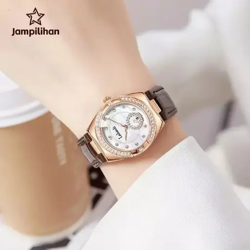 Jam Tangan Wanita Labaoli Original Brand Anti Air Terbaru Mewah Kulit Asli Berlian Kuarsa Cod